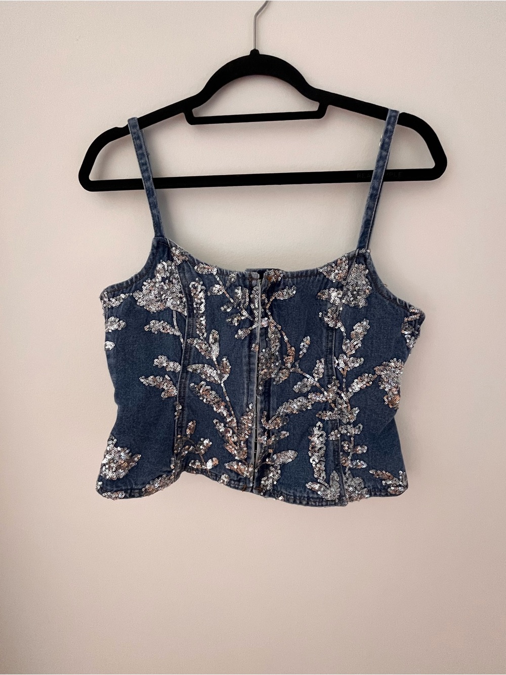 Nasty Gal Denim Sequin Corset Top - Picture 6 of 7